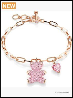 Crystal Teddy Bear Bracelet Link Adjustable Toggle Clasp